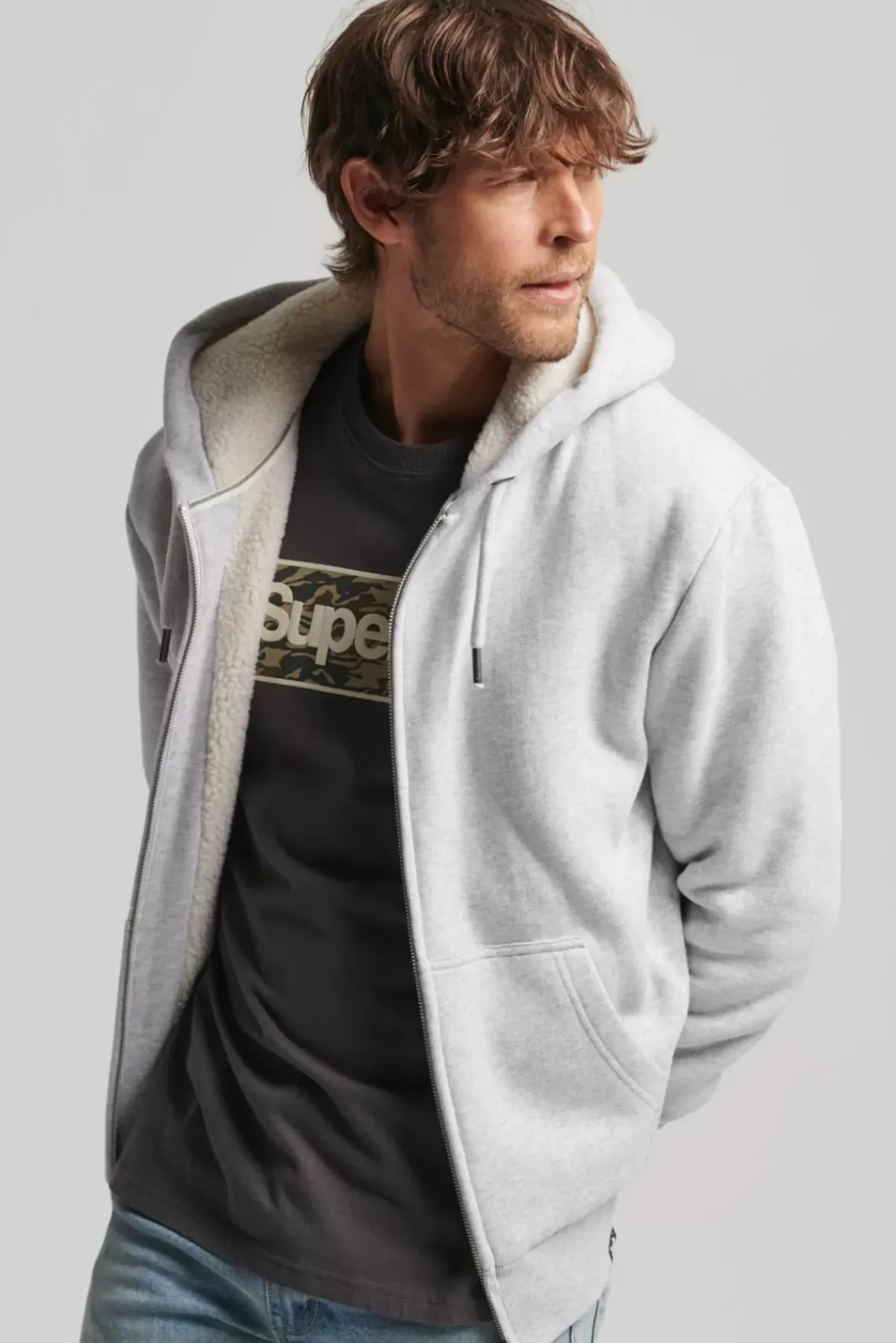 Superdry Borg Lined Zip Hood
